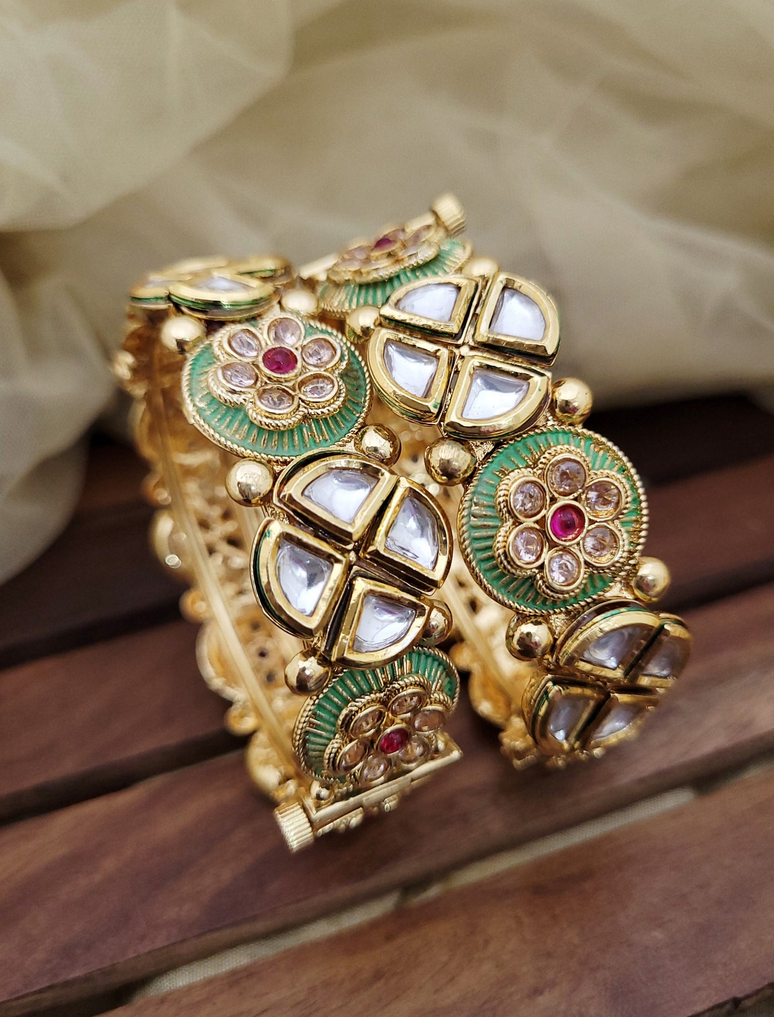 Premium Kundan Bangle pair (2pc)