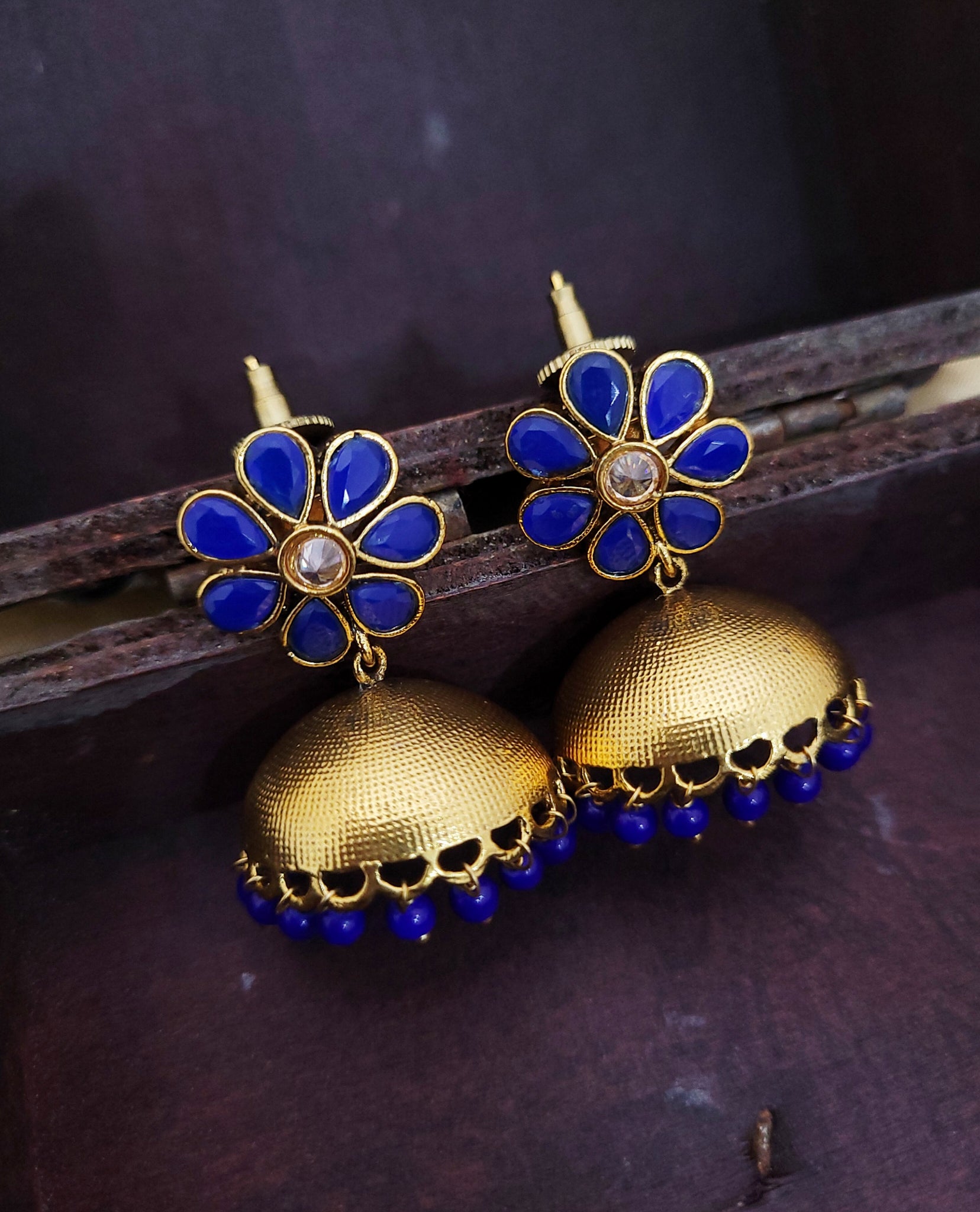 Golden Blue Earings