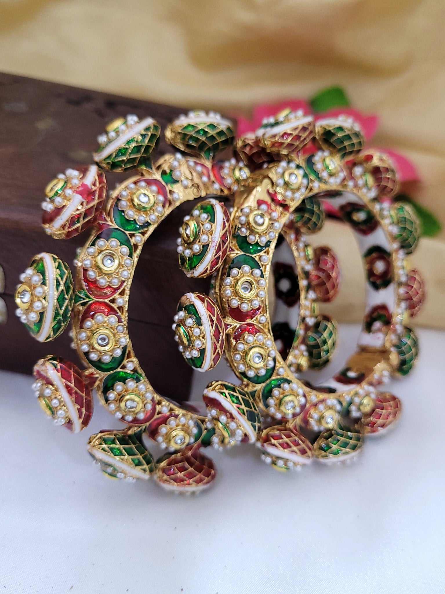 Ruby Green Meenakari Bangle