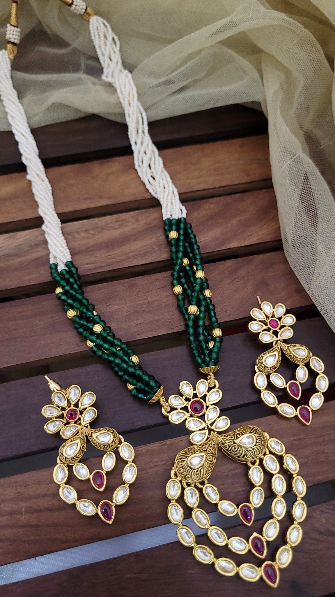 Kundan Green Long Set