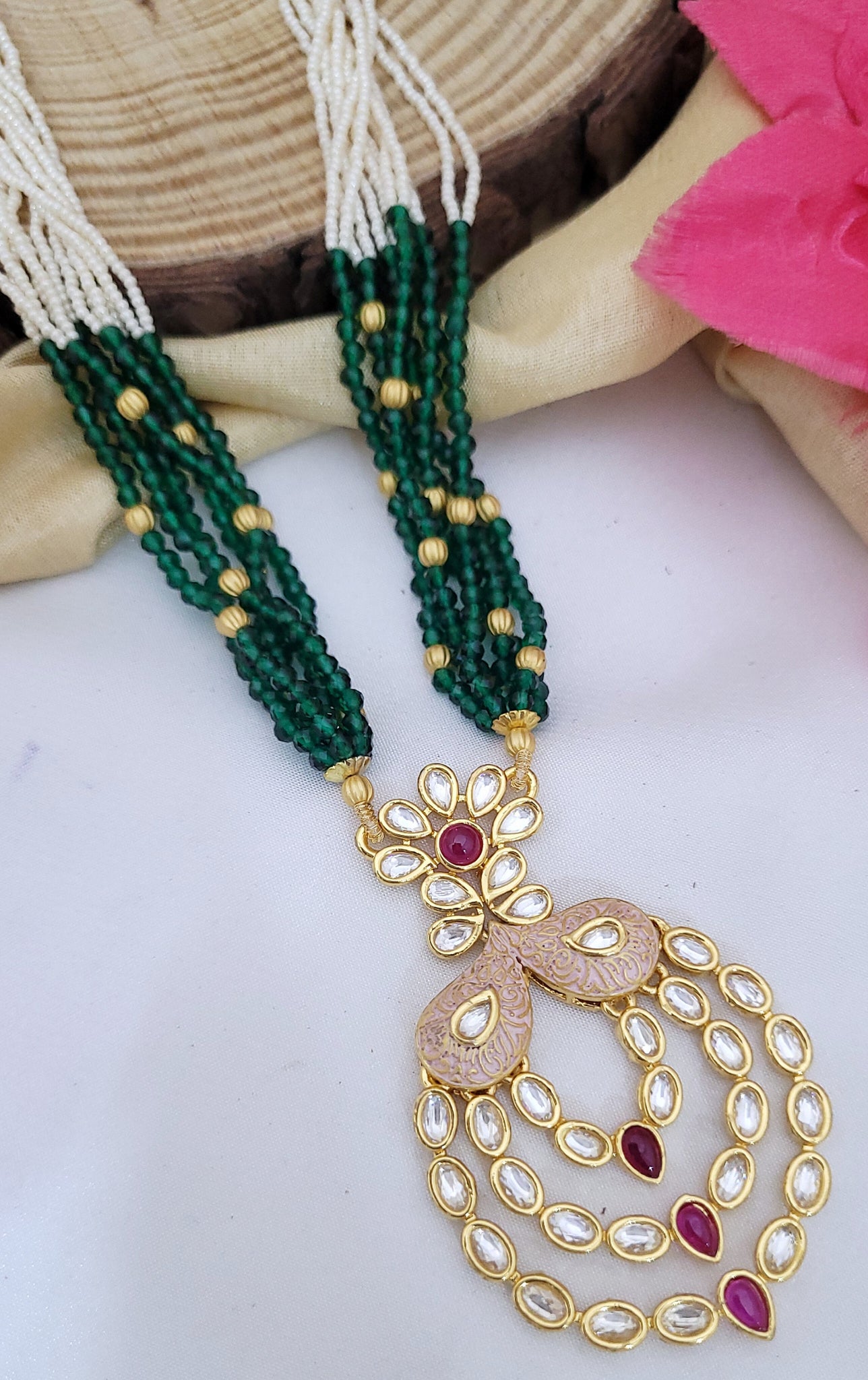 Kundan Green Long Set