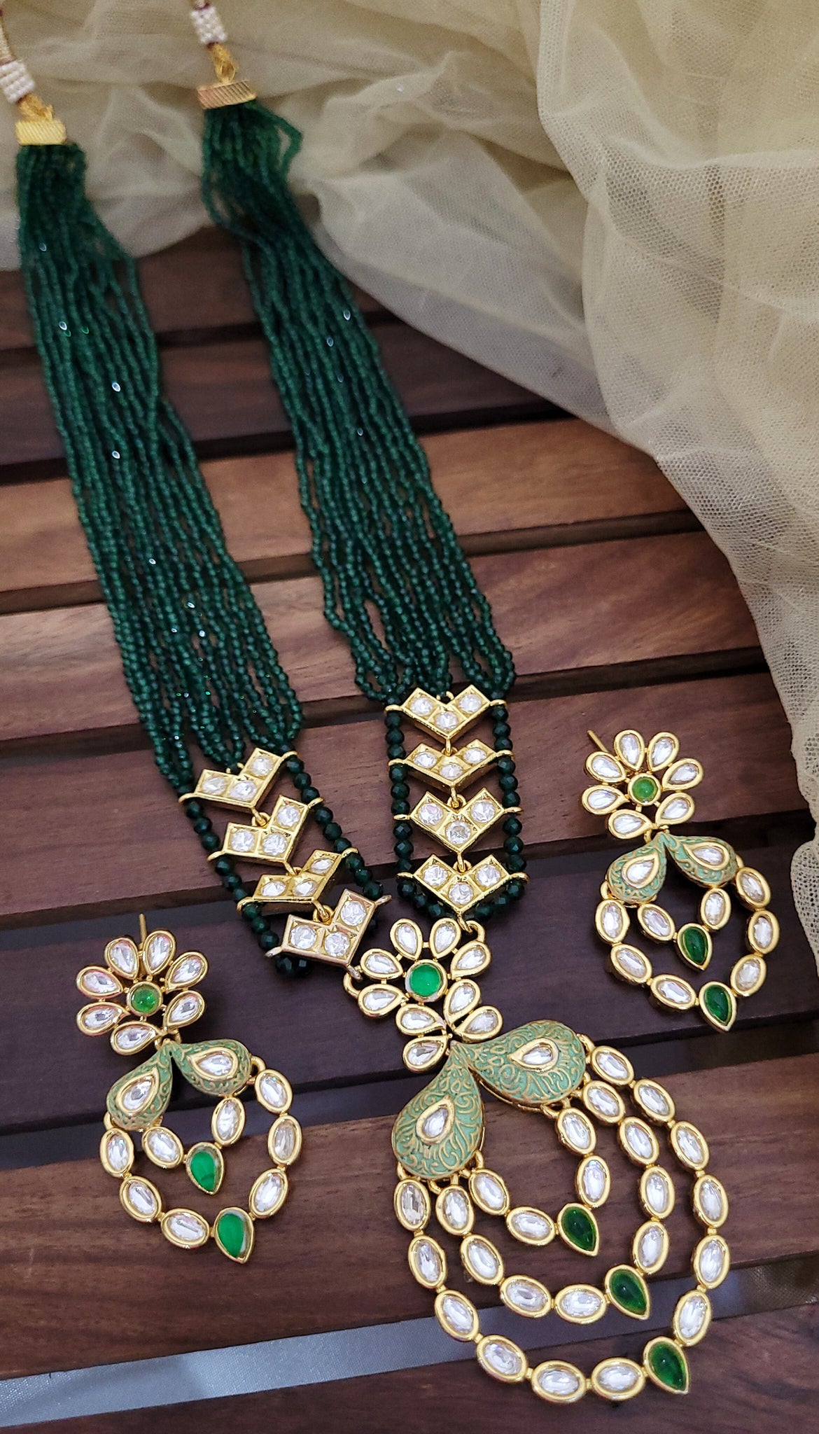 Kundan Green Long Set