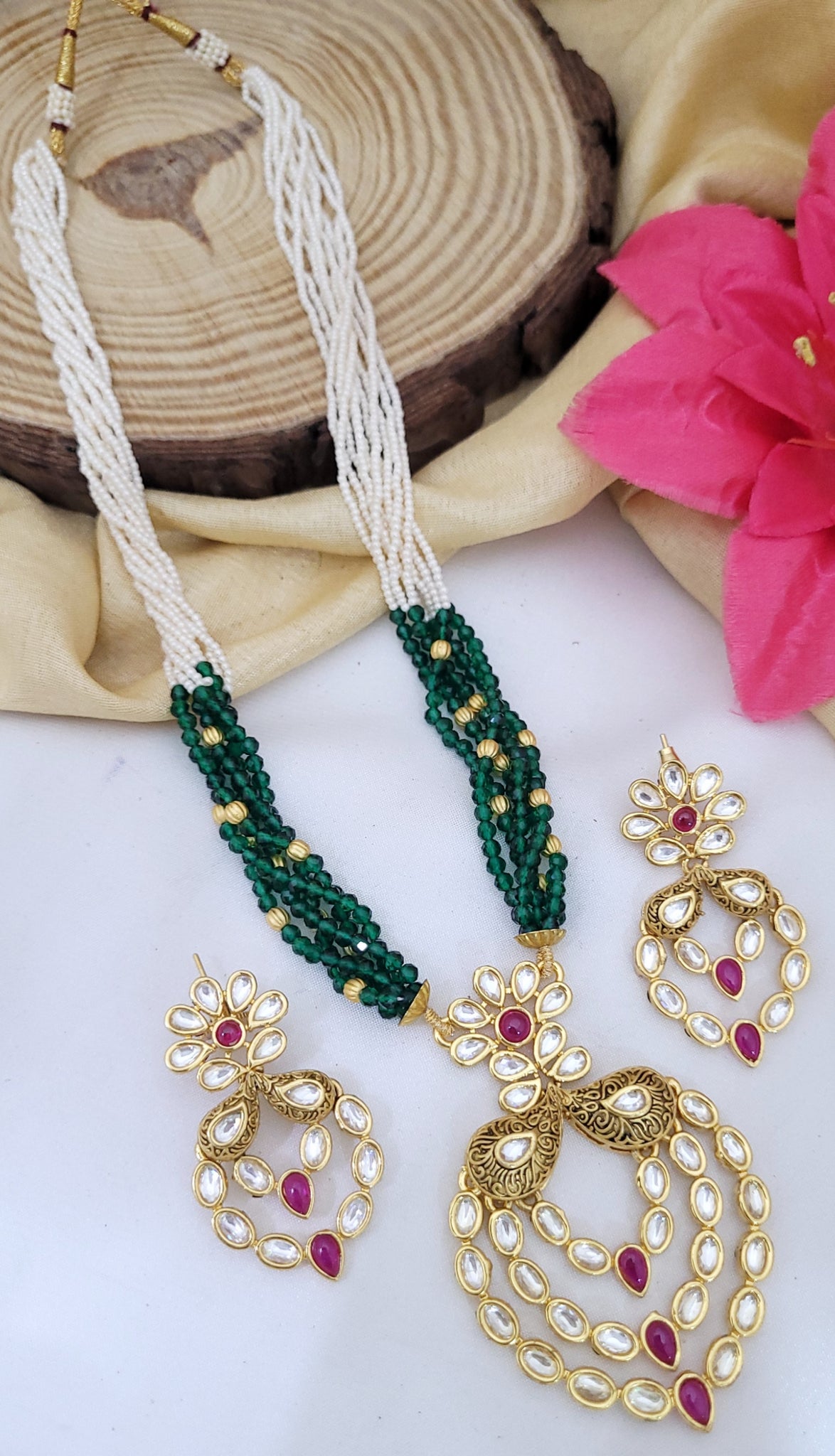 Kundan Green Long Set