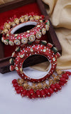 Red Meena Kundan Bangle