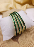 Golden Green Stone Bangle 4 pc set.