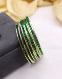 Golden Green Stone Bangle 4 pc set.