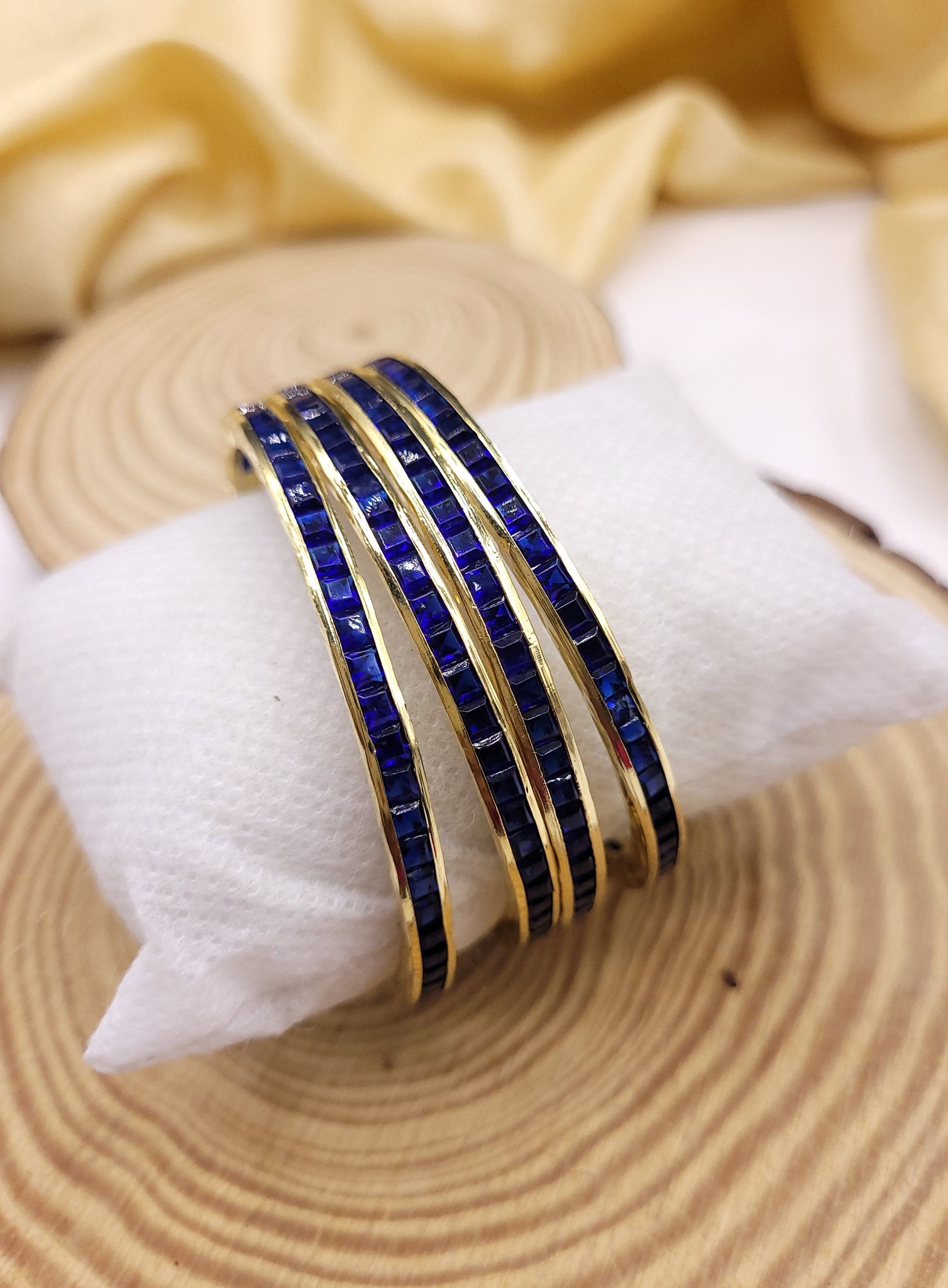 Golden Blue Stone Bangle 4 pc set