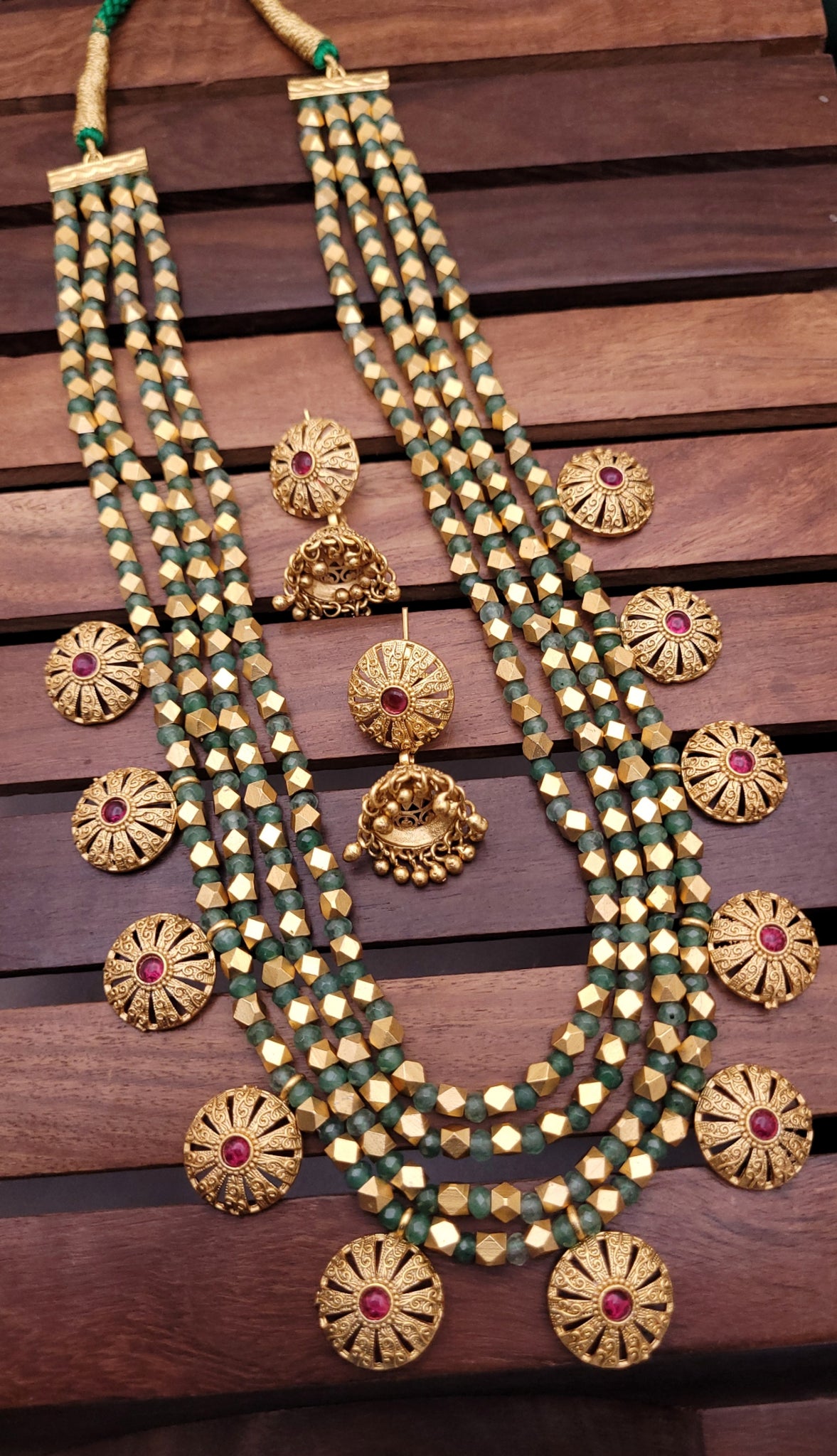 Green Golden Moti Mala