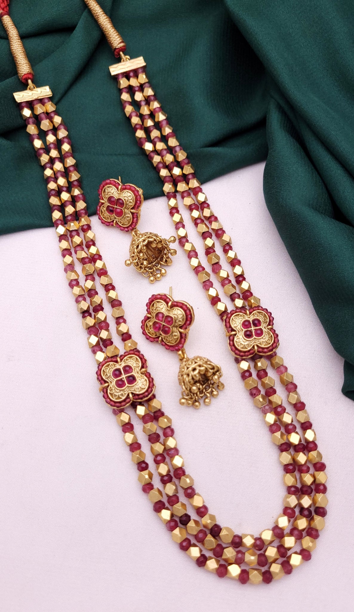 Ruby Golden Long mala