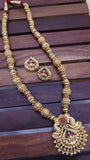 Golden Moti Pendent Set Mala