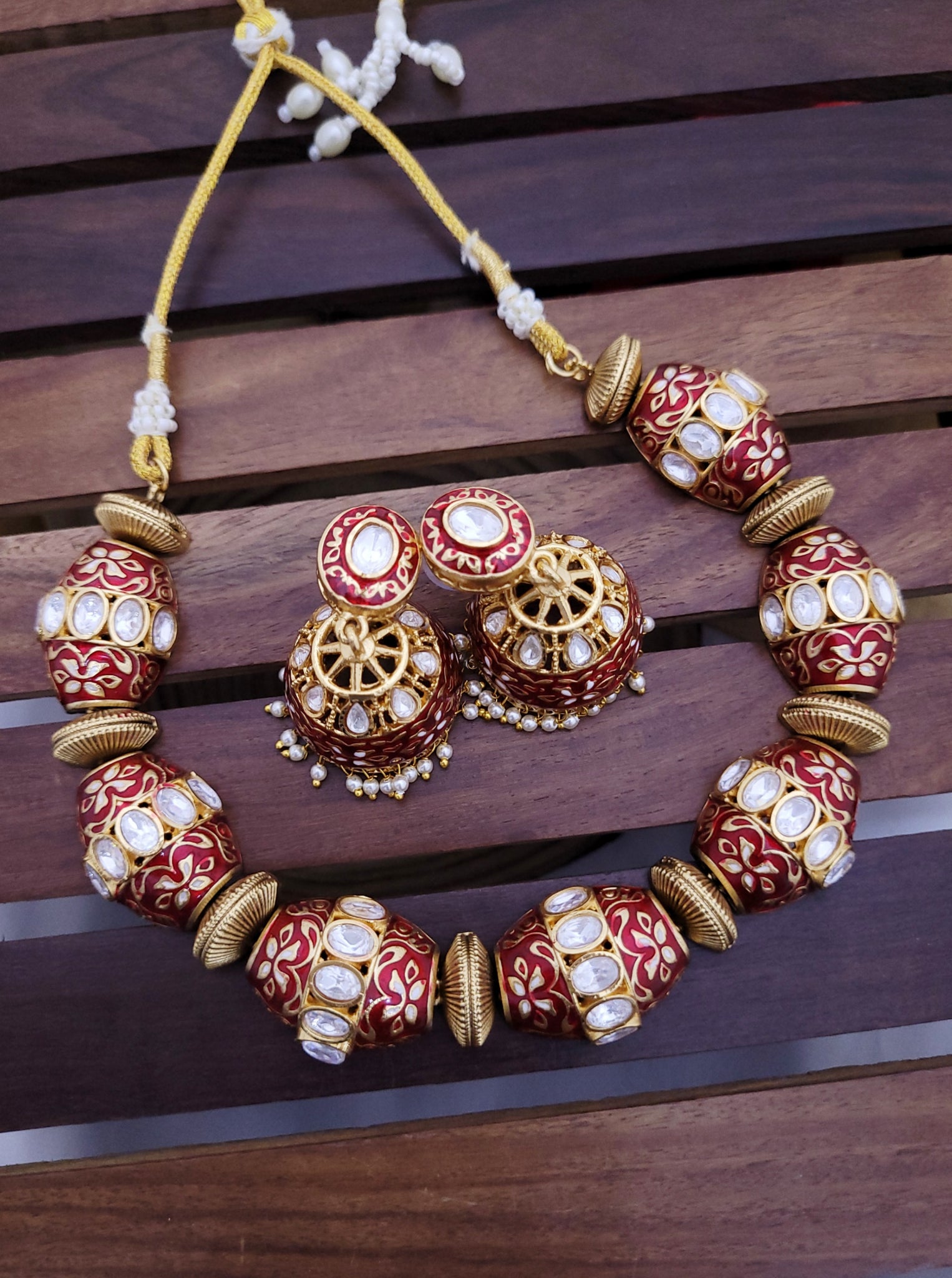 Red Meena Best Design Necklace