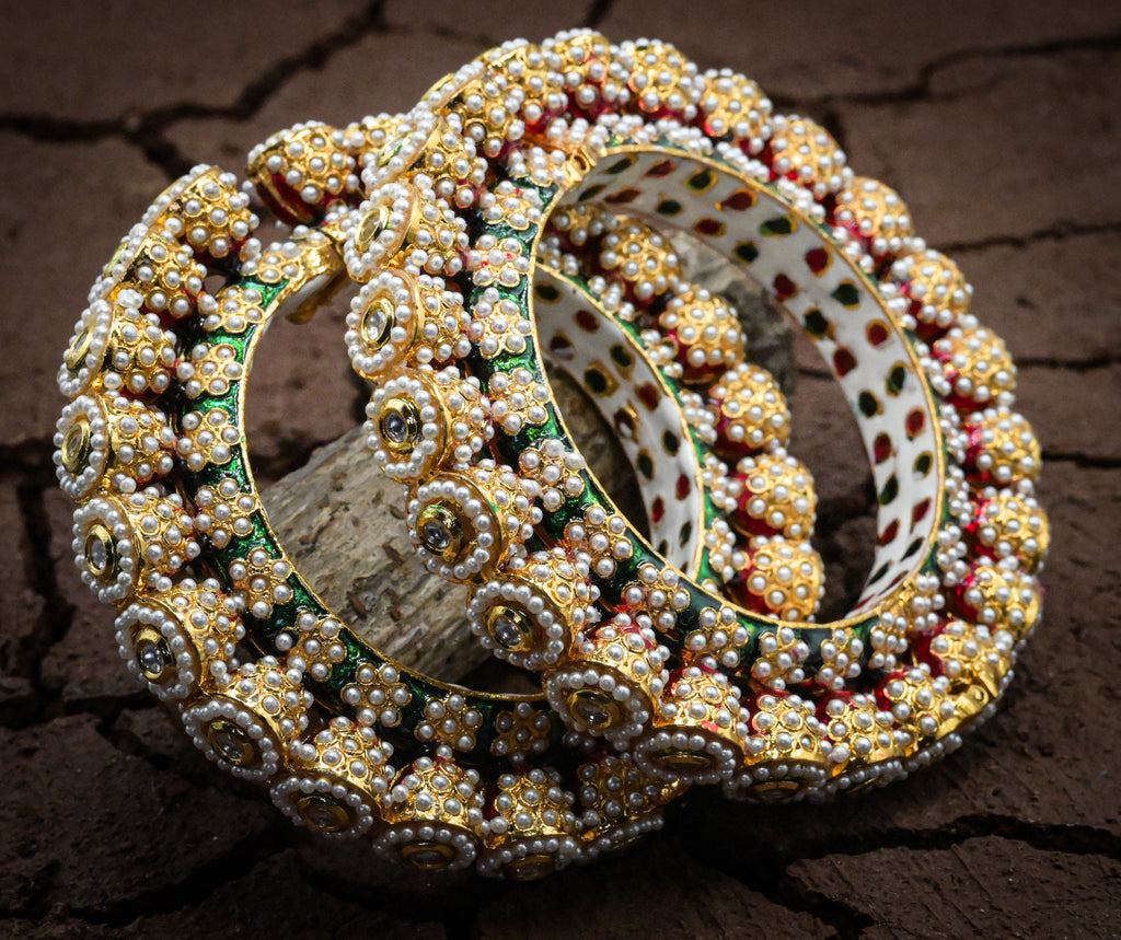 Meenakari White Moti Bangle