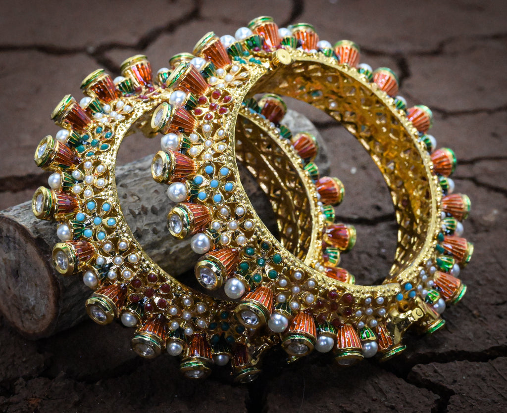 Meenakari Nav Grah Kundan Bangle