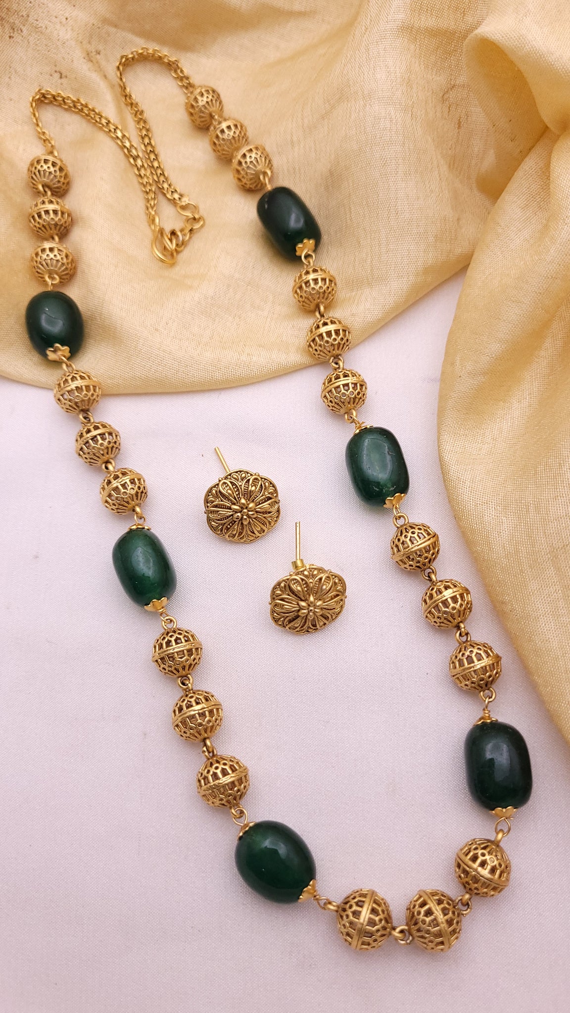 Green Golden Moti Mala