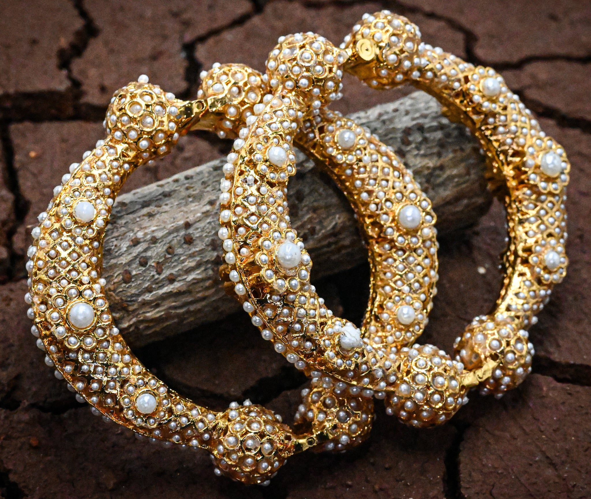 White Moti Meenakari Bangle