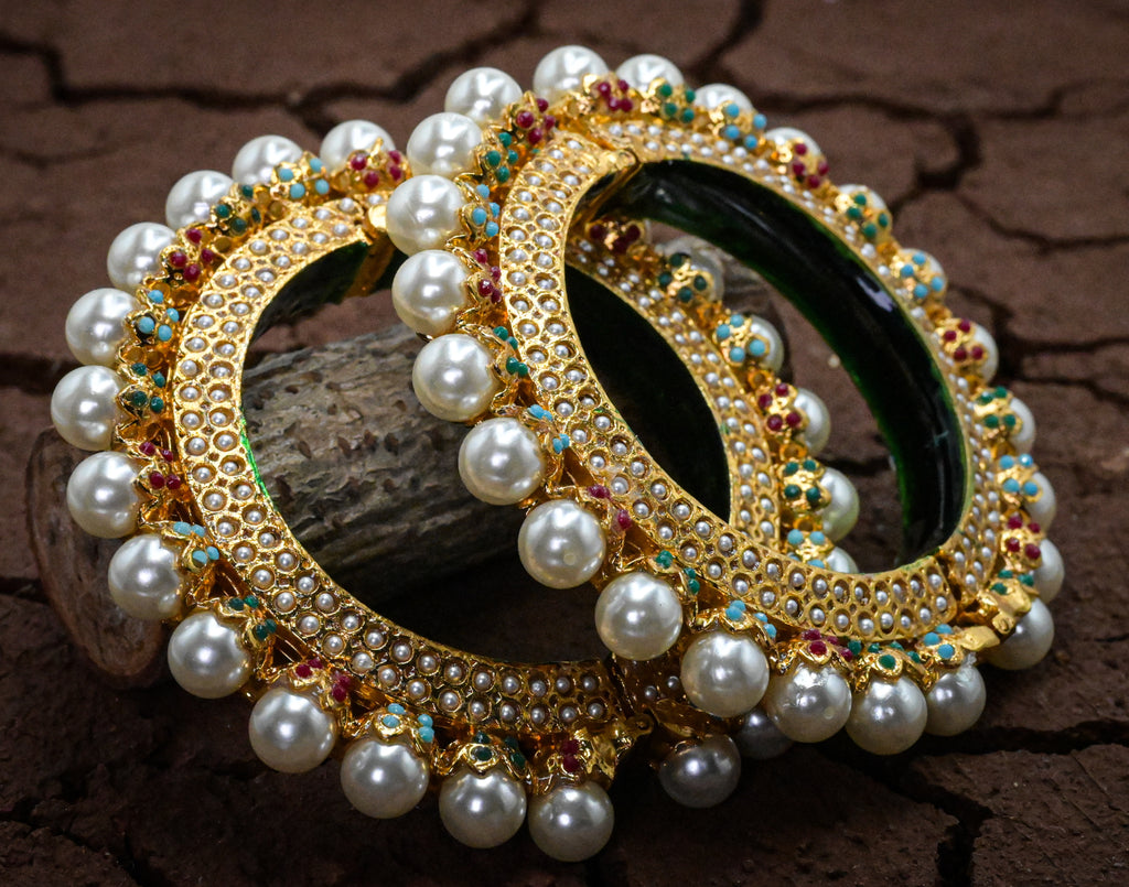 Meenakari White Moti Bangle