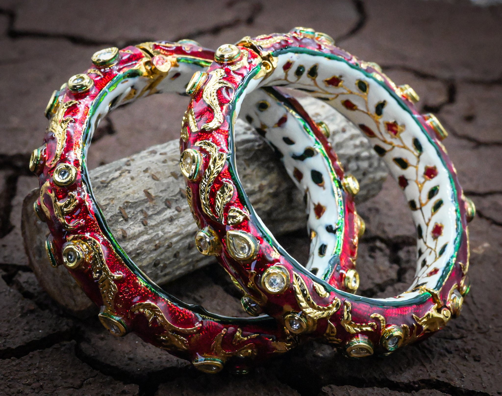 Red Meenakari Kundan Bangle