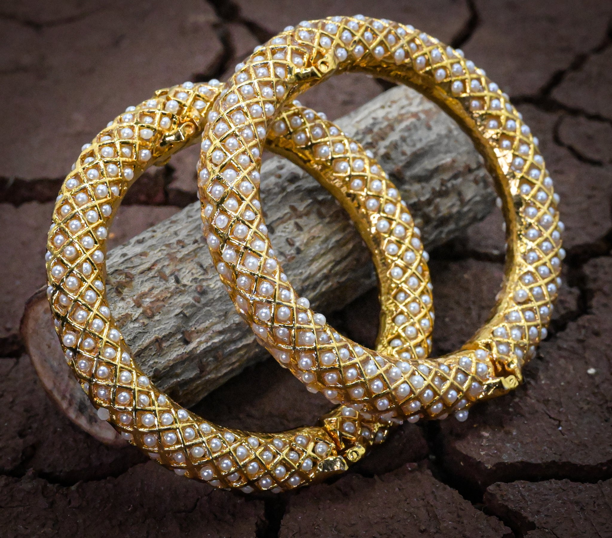 White Moti Meenakari Bangle