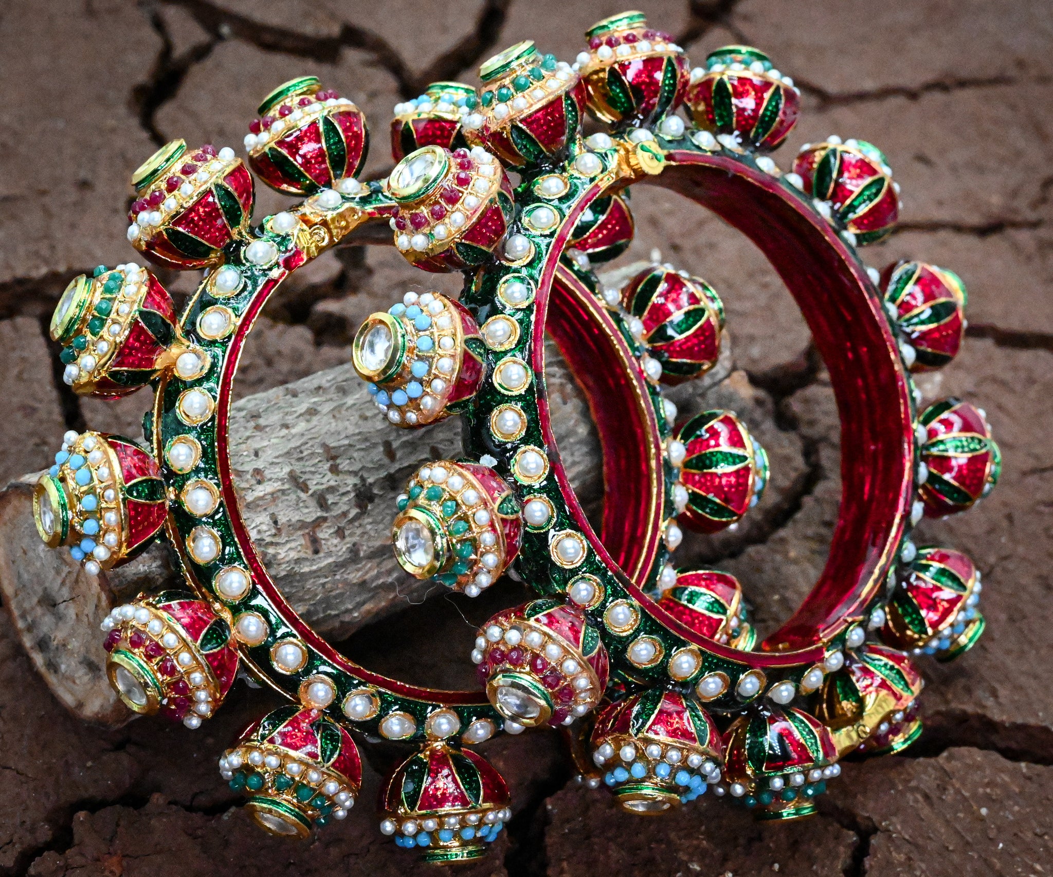 Meenakari Nav Grah Kundan Bangle