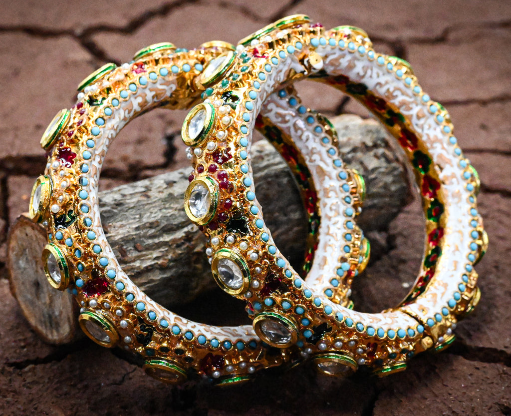 Meenakari Nav Grah Kundan Bangle