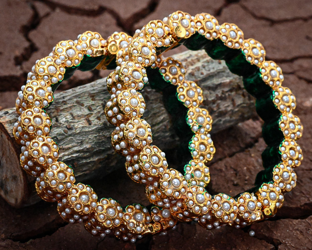 White Moti Meenakari Bangle