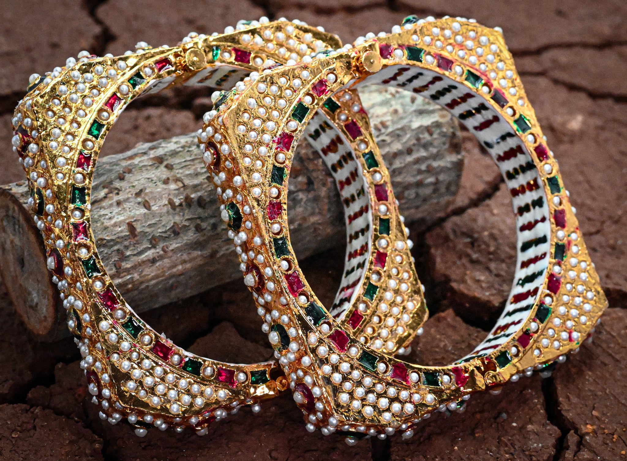 White Moti Meenakari Bangle